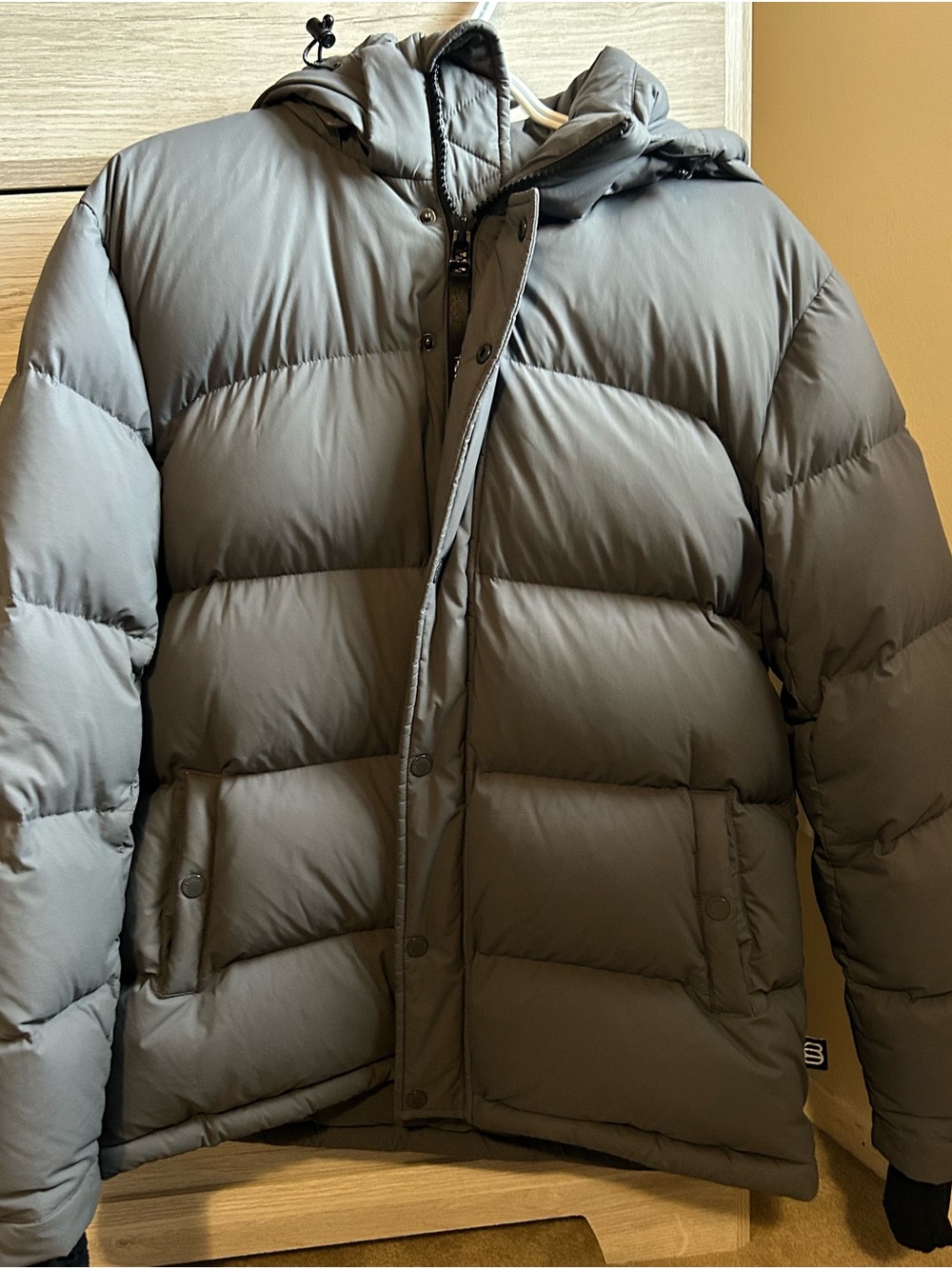 Aritzia Men's Hooded Puffer Jacket - Gray
